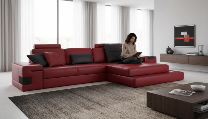 Design-Ecksofa Sofa Couch Polster-Eckgarnitur Ledersofa Sofas Couchen