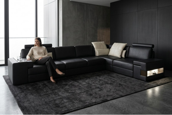 Ledercouch Sofa Modern Polster Lieder Design Eckcouch Couch Stoff