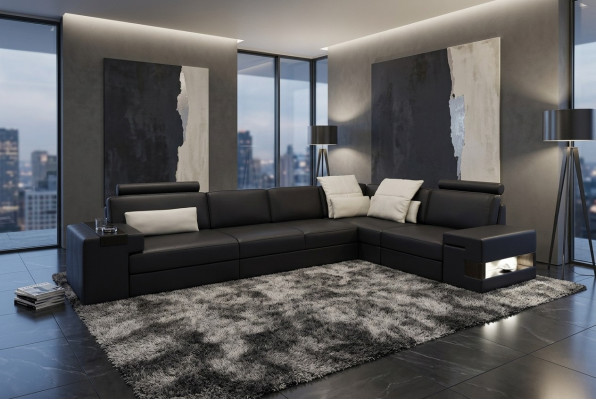 Ledercouch Sofa Modern Polster Lieder Design Eckcouch Couch Stoff