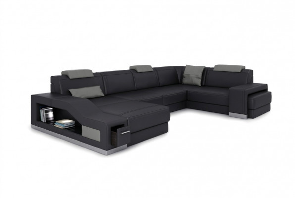 Wohnlandschaft Ecksofa U-Form Eckcouch LED Beleuchtung Canapé Couch