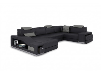 Wohnlandschaft Ecksofa U-Form Eckcouch LED Beleuchtung Canapé Couch
