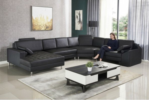 Eckcouch U Form Sofa Canapé Couchage Polstersofa Wunnlandschaft Ledersofa