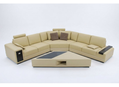 Designer Sofa Canapé Ecksofa mat Hocker Garnitur Polster Wunnlandschaft