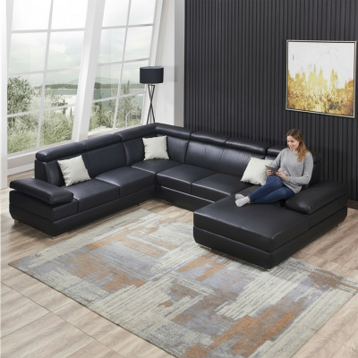 Modern Sofa Eckgarnitur U-Form Gepolsterte Ecke Couch Designer Sëtz Miwwel Couchen