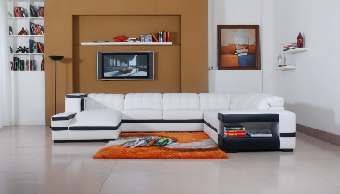 Designer Canapé Sofa Ecksofa mat Hocker Garnitur Wunnlandschaft Polster