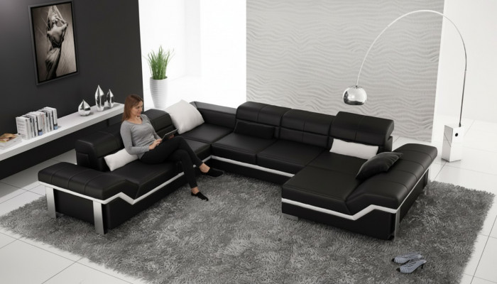 Eck Canapé Designer Sëtz Miwwel Couchen Modern Sofa Eckgarnitur U Form Polster.