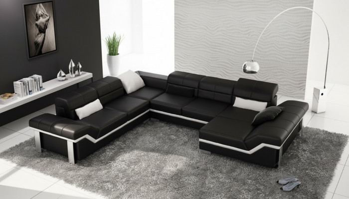 Eck Canapé Designer Sëtz Miwwel Couchen Modern Sofa Eckgarnitur U Form Polster.