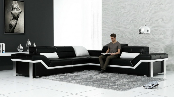 Ledersofa L-Form Canapé Wunnlandschaft Ecksofa Garnitur Design Dekor Modern