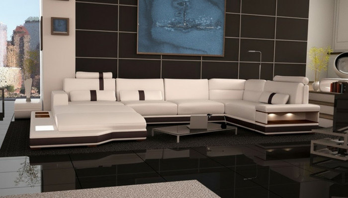 Moderne Canapé Eckgarnitur U-Form Polster Eck Canapé Designer Sëtz Miwwelen Canapéen