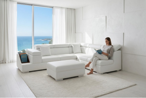 Ecksofa L Form Sofa Canapé Polstersitzgarnitur Wunnlandschaft Ledercanapé Hocker