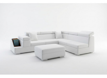 Ecksofa L Form Sofa Canapé Polstersitzgarnitur Wunnlandschaft Ledercanapé Hocker