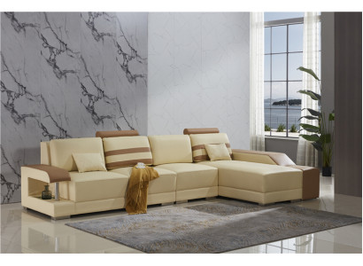Liederkanapé L-Form Canapé Wunnlandschaft Eckkanapé Garnitur Design Modern Kanapé Beige
