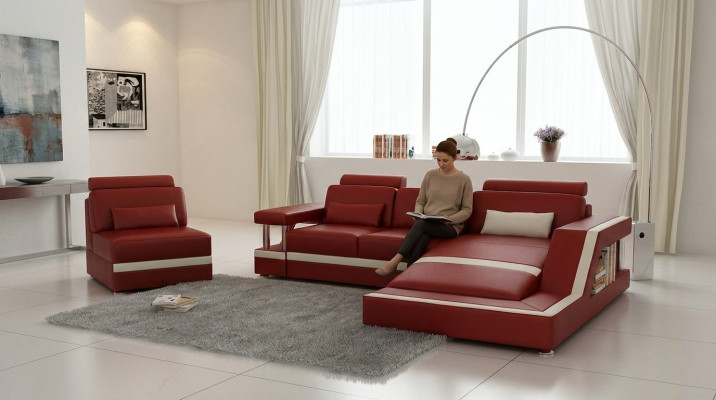 Eckcouch Sofa-Garnitur Couch Ecke Polster Hocker Set Komplett Sesselen Sofa
