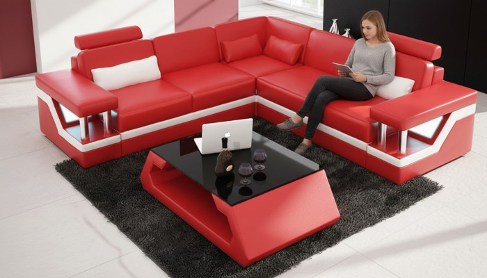 Couch Ecksofa Lieder Wunnlandschaft Garnitur Design Modern Sofa L-Form
