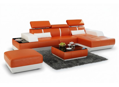 Modern Ecksëtzgruppe Sofa L Form Polstersëtz Eckcouch + Fousseschmelz