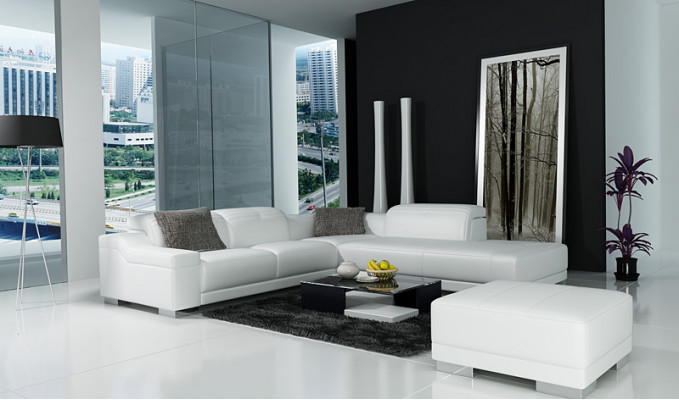 Designer Canapé Garnitur Eckcouch mat Hocker Wunnlandschaft Polster