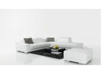 Designer Canapé Garnitur Eckcouch mat Hocker Wunnlandschaft Polster