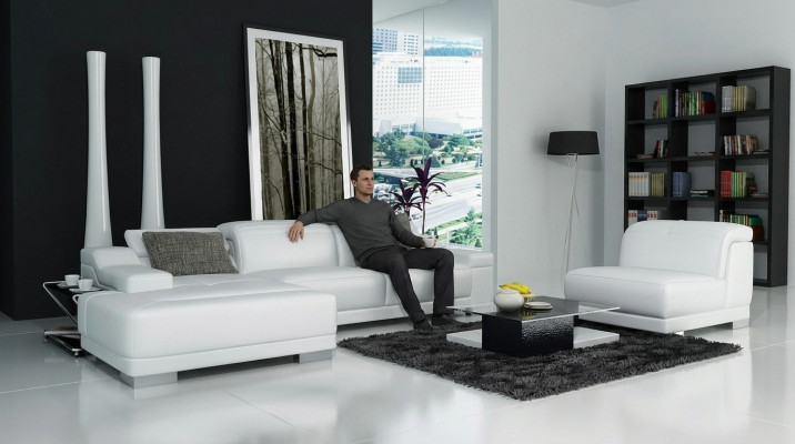 Modern Sofa Ecksembléck L-Form Polster Sitz Ecke Couch + Fautteuil Ecksofa