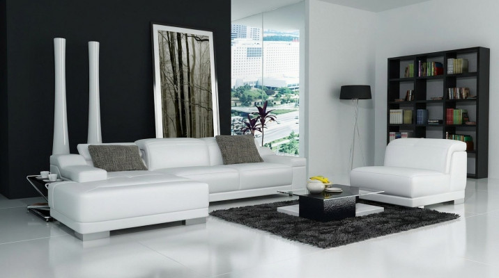 Modern Sofa Ecksembléck L-Form Polster Sitz Ecke Couch + Fautteuil Ecksofa