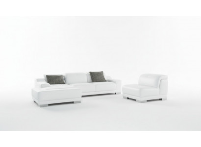 Modern Sofa Ecksembléck L-Form Polster Sitz Ecke Couch + Fautteuil Ecksofa