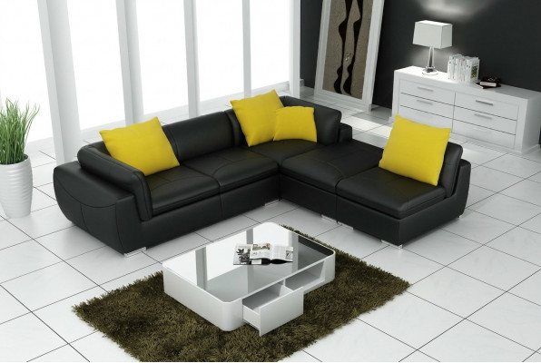 Ledersofa L-Form Couch Wunnlandschaft Ecksofa Garnitur Dekor Design Modern