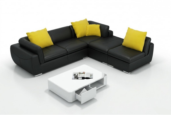 Ledersofa L-Form Couch Wunnlandschaft Ecksofa Garnitur Dekor Design Modern