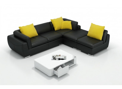 Ledersofa L-Form Couch Wunnlandschaft Ecksofa Garnitur Dekor Design Modern