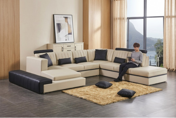 Lieder Modern Couch Wunnlandschaft Ledersofa Sofagarnitur Sofa U-Form