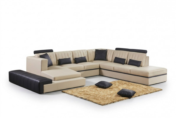 Lieder Modern Couch Wunnlandschaft Ledersofa Sofagarnitur Sofa U-Form