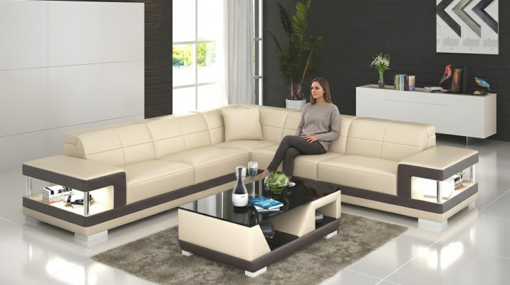 Liederdivan L-Form Canapé Wunnlandschaft Eckdivan Garnitur Design Sofa