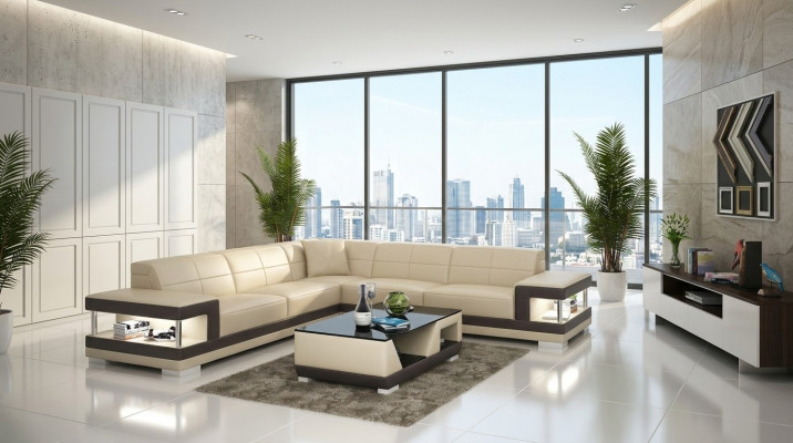 Liederdivan L-Form Canapé Wunnlandschaft Eckdivan Garnitur Design Sofa