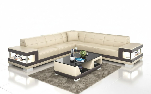 Liederdivan L-Form Canapé Wunnlandschaft Eckdivan Garnitur Design Sofa