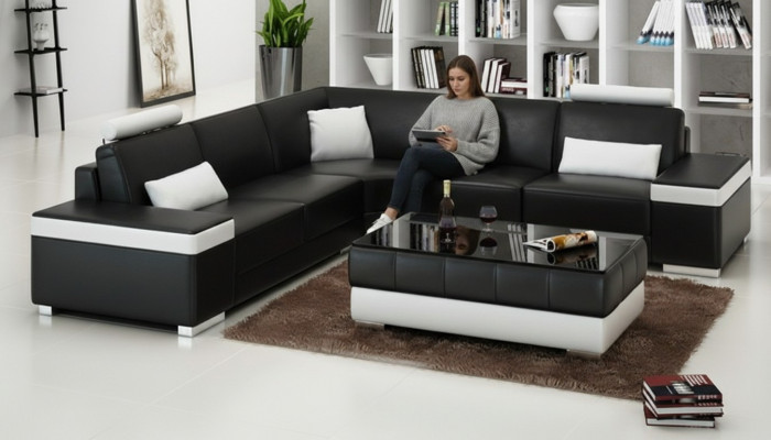Liederdivan Miwwelen L-Form Canapé Wunnlandschaft Eckdivan Garnitur Design