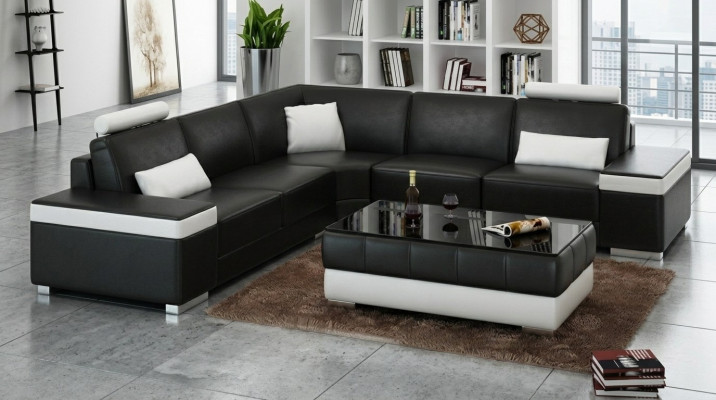 Liederdivan Miwwelen L-Form Canapé Wunnlandschaft Eckdivan Garnitur Design