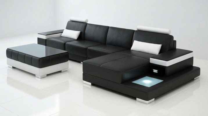 Canapé Ecksofa Miwwel Lieder Wunnlandschaft Garnitur Design Modern Sofa