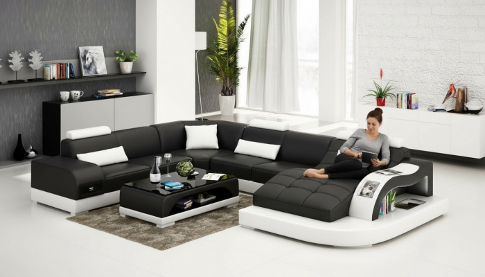 Sofa Wunnlandschaft U Form Ecksofa Canapé Garnitur Polster Grouss XXL Sofas Canapéen