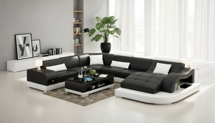 Sofa Wunnlandschaft U Form Ecksofa Canapé Garnitur Polster Grouss XXL Sofas Canapéen