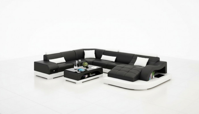 Sofa Wunnlandschaft U Form Ecksofa Canapé Garnitur Polster Grouss XXL Sofas Canapéen
