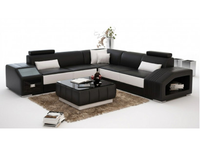 Ledercouch L-Form Couch Miwwelen Wunnlandschaft Eckkanapé Garnitur Design