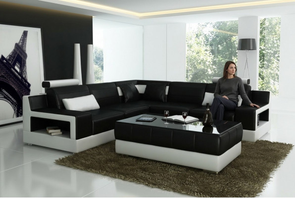 Designer Garnitur Sofa Canapé Ecksofa mat Hocker Wunnlandschaft Polster