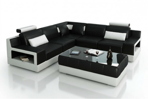 Designer Garnitur Sofa Canapé Ecksofa mat Hocker Wunnlandschaft Polster