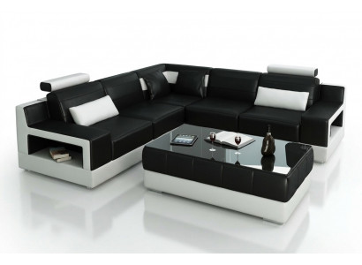 Designer Garnitur Sofa Canapé Ecksofa mat Hocker Wunnlandschaft Polster