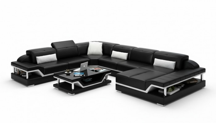 Designer Sofa Canapé Ecksofa mat Hocker Polster Garnitur Wunnlandschaft U-Form