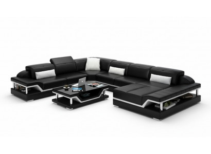 Designer Sofa Canapé Ecksofa mat Hocker Polster Garnitur Wunnlandschaft U-Form