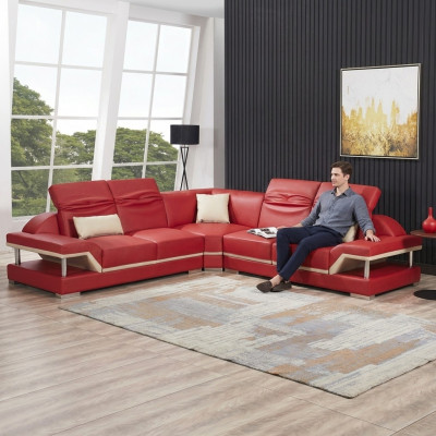 L Form Lieder Wunnlandschaft Canapé Polster Sëtz Ecksofa Sofa Wunnzëmmer