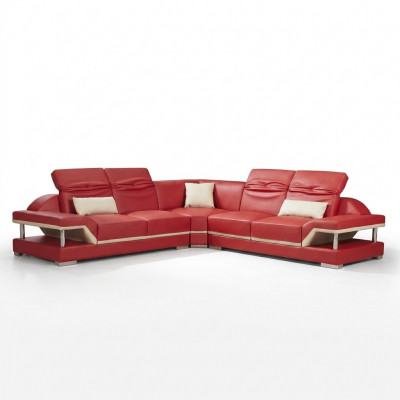 L Form Lieder Wunnlandschaft Canapé Polster Sëtz Ecksofa Sofa Wunnzëmmer