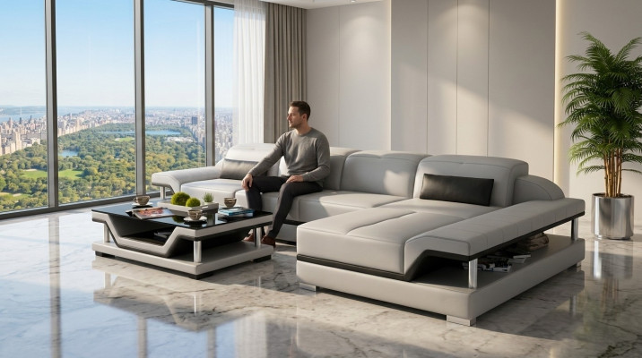 Design Eckcouch L-Form Couch Lieder Sofassen Wäiss Wunnlandschaft Couchen