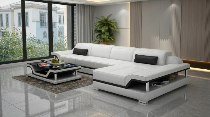 Design Eckcouch L-Form Couch Lieder Sofassen Wäiss Wunnlandschaft Couchen