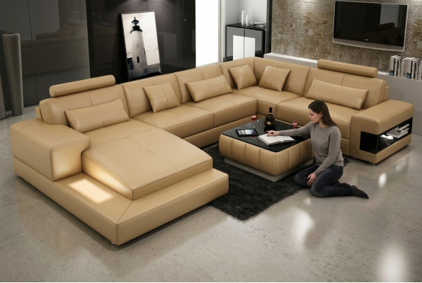 Eckcouch Ledercouch Polstersëtzer Wunnlandschaft Couch Sofa Eckgarnitur U-Form
