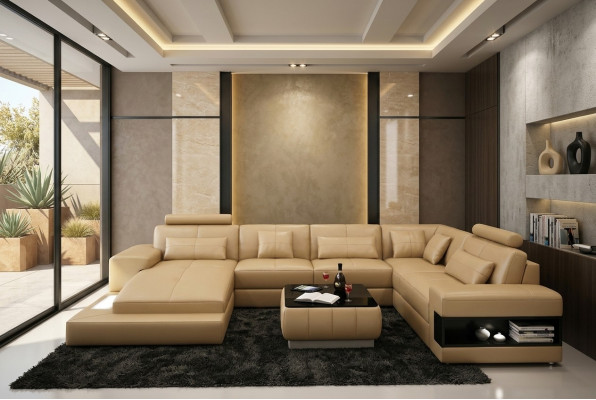 Eckcouch Ledercouch Polstersëtzer Wunnlandschaft Couch Sofa Eckgarnitur U-Form